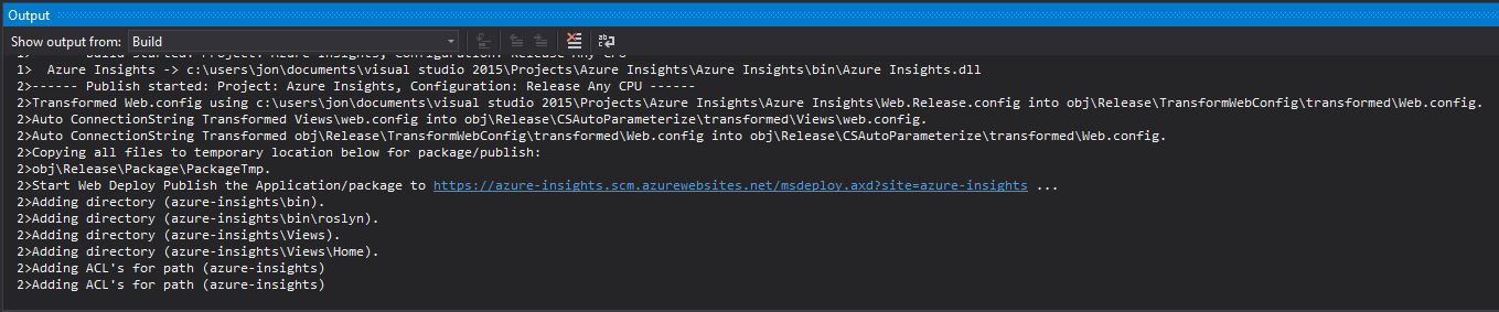 Visual Studio output window