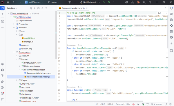 Blazor reconnection UI